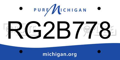 RG2B778 Michigan License Plate