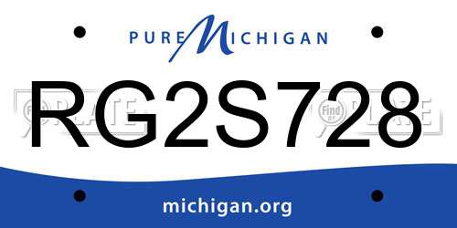 RG2S728 Michigan License Plate