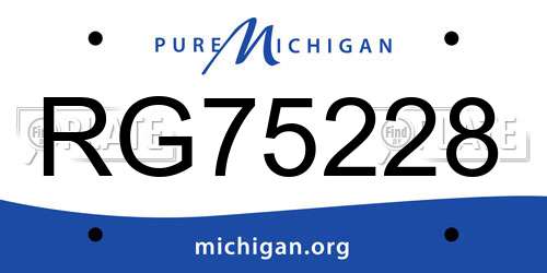 RG75228 Michigan License Plate