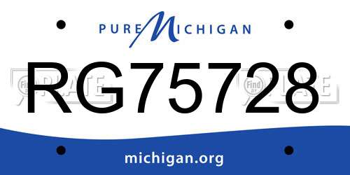 RG75728 Michigan License Plate