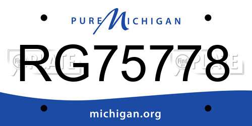RG75778 Michigan License Plate