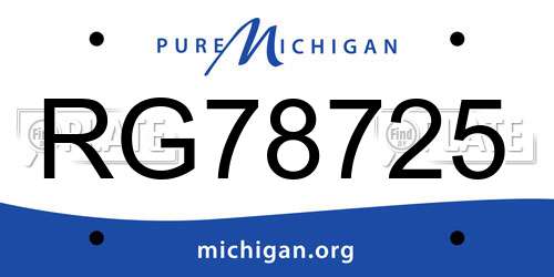 RG78725 Michigan License Plate