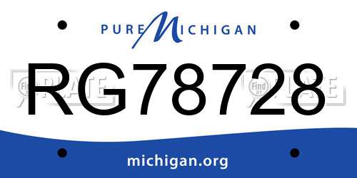 RG78728 Michigan License Plate