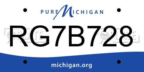 RG7B728 Michigan License Plate