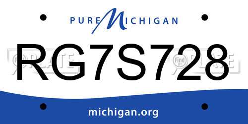 RG7S728 Michigan License Plate