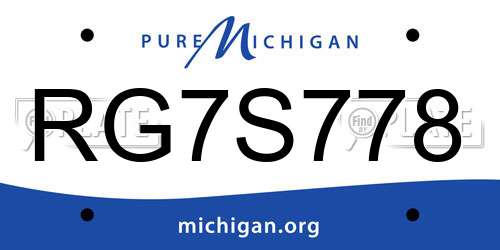 RG7S778 Michigan License Plate