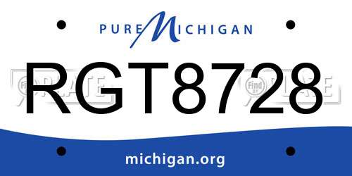 RGT8728 Michigan License Plate