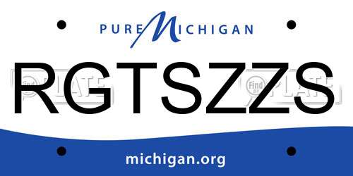 RGTSZZS Michigan License Plate