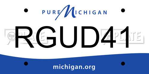 RGUD41 Michigan License Plate