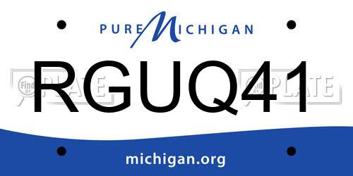 RGUQ41 Michigan License Plate