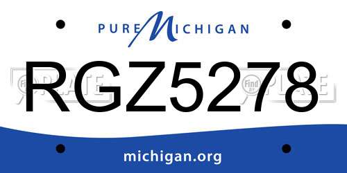RGZ5278 Michigan License Plate
