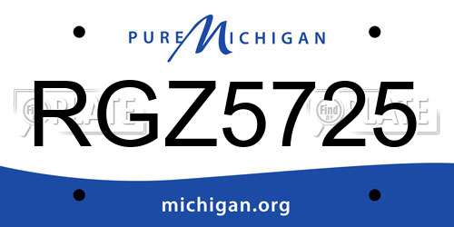 RGZ5725 Michigan License Plate