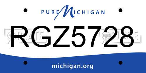 RGZ5728 Michigan License Plate
