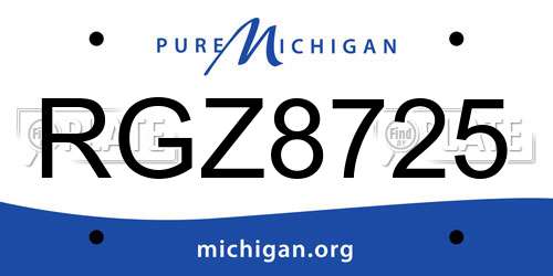 RGZ8725 Michigan License Plate