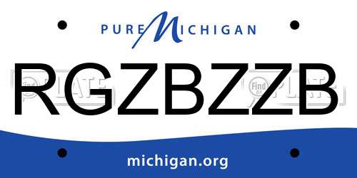 RGZBZZB Michigan License Plate
