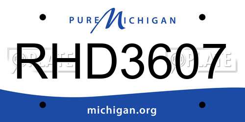 RHD3607 Michigan License Plate
