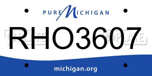 RHO3607 Michigan License Plate
