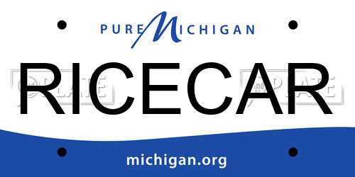 RICECAR Michigan License Plate
