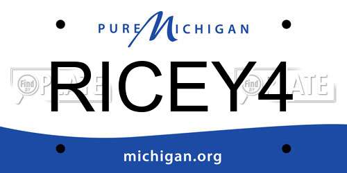 RICEY4 Michigan License Plate