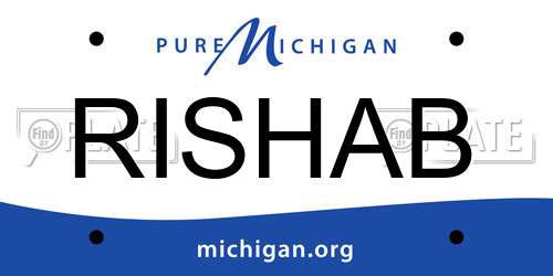 RISHAB Michigan License Plate