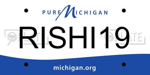 RISHI19 Michigan License Plate