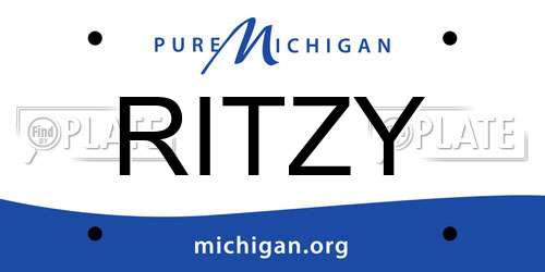 RITZY Michigan License Plate
