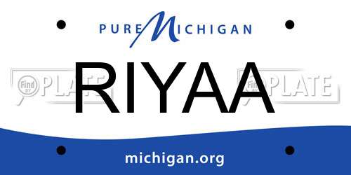 RIYAA Michigan License Plate