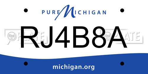 RJ4B8A Michigan License Plate