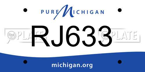 RJ633 Michigan License Plate