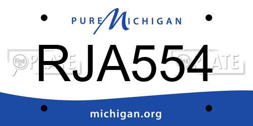 RJA554 Michigan License Plate