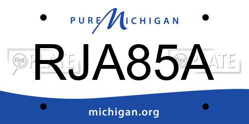 RJA85A Michigan License Plate
