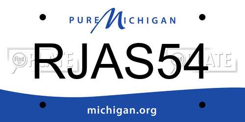 RJAS54 Michigan License Plate