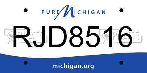 RJD8516 Michigan License Plate