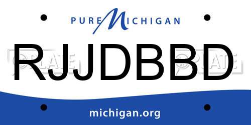 RJJDBBD Michigan License Plate
