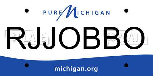 RJJOBBO Michigan License Plate