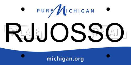 RJJOSSO Michigan License Plate