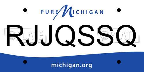 RJJQSSQ Michigan License Plate