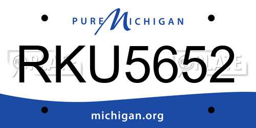 RKU5652 Michigan License Plate