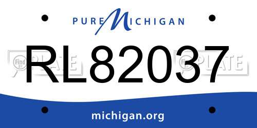 RL82037 Michigan License Plate