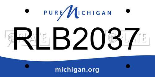 RLB2037 Michigan License Plate