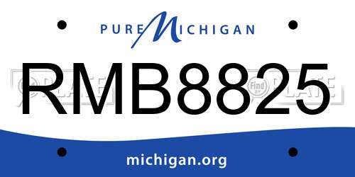RMB8825 Michigan License Plate