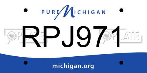 RPJ971 Michigan License Plate