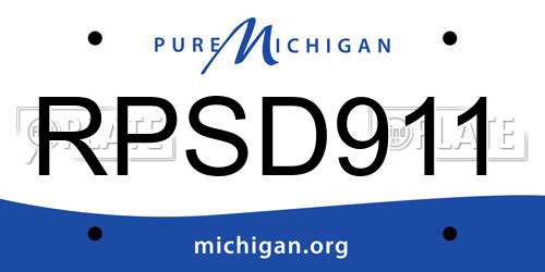RPSD911 Michigan License Plate