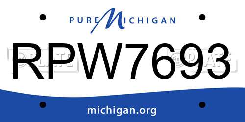 RPW7693 Michigan License Plate
