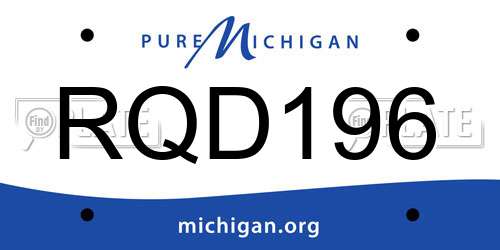 RQD196 Michigan License Plate