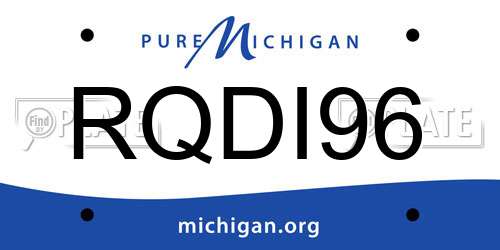 RQDI96 Michigan License Plate