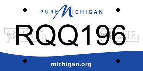 RQQ196 Michigan License Plate