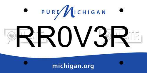 RR0V3R Michigan License Plate