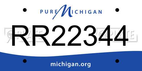 RR22344 Michigan License Plate