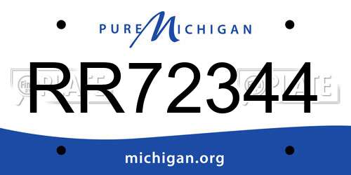 RR72344 Michigan License Plate